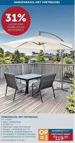 Zelfbouwmarkt Hangparasol met Voetbeugel aanbieding