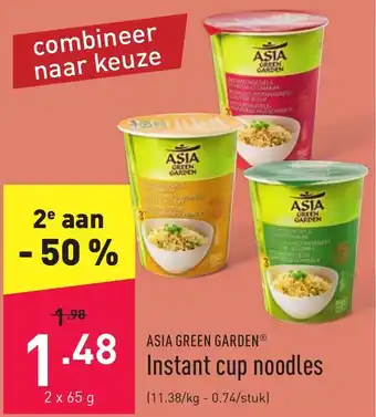 ALDI Asia green garden Instant cup noodles 2 x 65g aanbieding