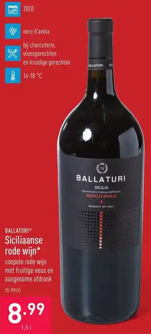 ALDI Ballaturi Siciliaanse rode wijn 1,5L aanbieding