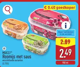 ALDI MUCCI Roomijs met saus aanbieding