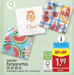 ALDI Sublimo partyservetten 25 of 40 st. aanbieding