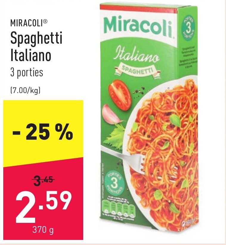 Miracoli Spaghetti Italiano 370g promotie bij ALDI