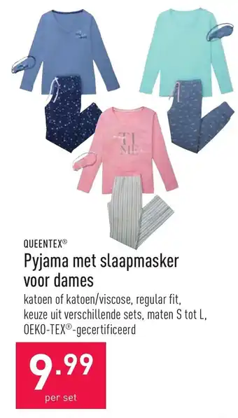Queentex Pyjama met slaapmasker voor dames