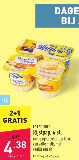 ALDI La laitiere Rijstpap, 4 st. aanbieding