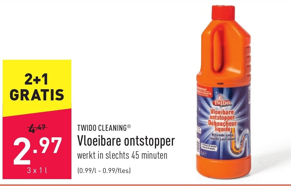 Twido cleaning Vloeibare ontstopper promotie bij ALDI