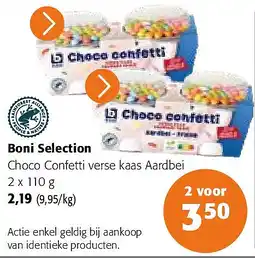 Colruyt Boni Selection Choco Confetti verse kaas Aardbei 2 x 110 g aanbieding