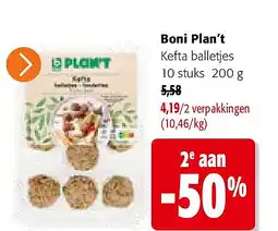 Colruyt Boni Plan’t Kefta balletjes 10 stuks 200 g aanbieding