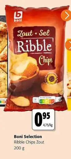 Colruyt Boni Selection Ribble Chips Zout 200 g aanbieding