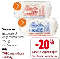 Colruyt Vereecke gezouten of ongezouten boter 250 g aanbieding