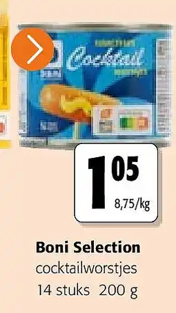 Colruyt Boni Selection cocktailworstjes 14 stuks 200 g aanbieding