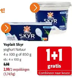 Colruyt Yoplait Skyr yoghurt Natuur 4 x 100 g aanbieding