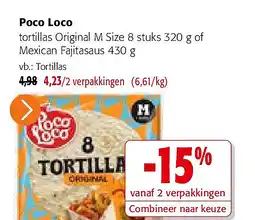 Colruyt Poco Loco tortillas Original M Size 8 stuks 320 g aanbieding