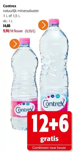 Colruyt Contrex natuurlijk mineraalwater 1 L of 1,5 L aanbieding