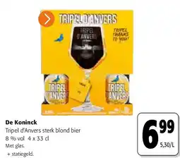 Colruyt De Koninck Tripel d’Anvers sterk blond bier 8 % vol 4 x 33 cl aanbieding