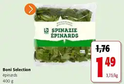 Colruyt Boni Selection épinards 400 g aanbieding