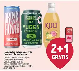 Delhaize Kombucha, gefermenteerde drank of planteninfusie aanbieding