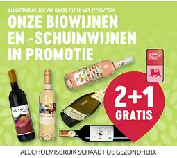 Delhaize ONZE BIOWIJNEN EN -SCHUIMWIJNEN IN PROMOTIE aanbieding