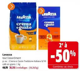 Colruyt Lavazza Crema e Gusto Tradizione Italiana 9/10 café en grains 1 kg aanbieding