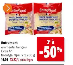 Colruyt Entremont emmental français Extra fin fromage râpé 2 x 250 g aanbieding