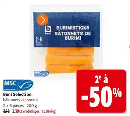 Colruyt Boni Selection bâtonnets de surimi 2 x 6 pièces 200 g aanbieding