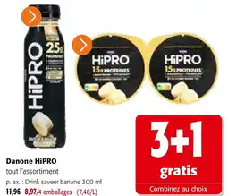Colruyt Danone HiPRO Drink saveur banane 300 ml aanbieding