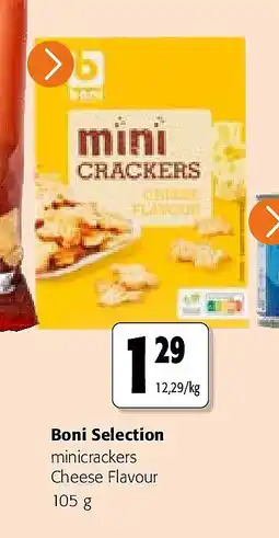 Colruyt Boni Selection minicrackers Cheese Flavour 105 g aanbieding