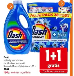 Colruyt Dash volledig assortiment vb.: Vloeibaar wasmiddel Stralende kleuren 30 dosissen 1,35 L aanbieding