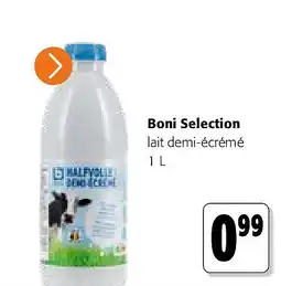 Colruyt Boni Selection lait demi-écrémé 1 L aanbieding