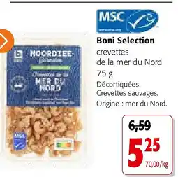 Colruyt Boni Selection crevettes de la mer du Nord 75 g aanbieding