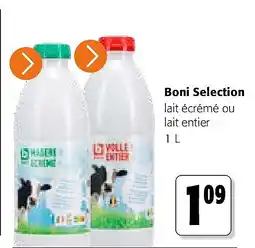 Colruyt Boni Selection lait écrémé ou lait entier 1 L aanbieding