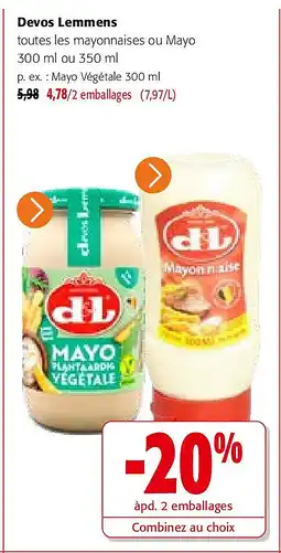 Colruyt Devos Lemmens Mayo Végétale 300 ml aanbieding