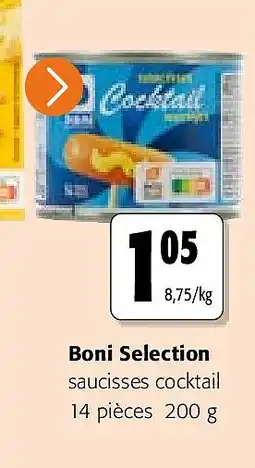 Colruyt Boni Selection saucisses cocktail 14 pièces 200 g aanbieding