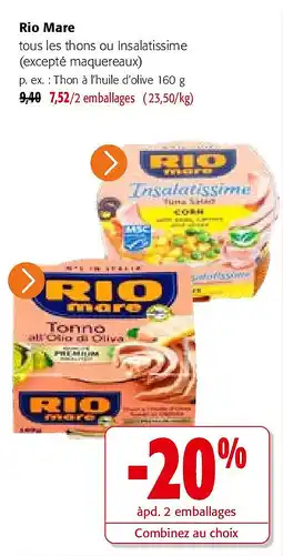 Colruyt Rio Mare Thon à l’huile d’olive 160 g aanbieding