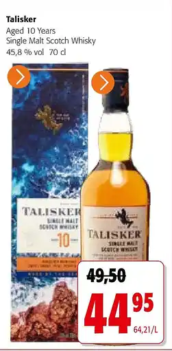 Colruyt Talisker Aged 10 Years Single Malt Scotch Whisky 45,8 % vol 70 cl aanbieding