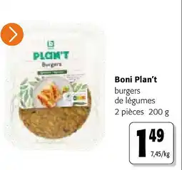 Colruyt Boni Plan’t burgers de légumes 2 pièces 200 g aanbieding