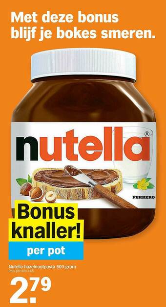 Albert Heijn Nutella Hazelnootpasta aanbieding