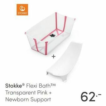 Stokke flexi bath transparent pink + newborn support