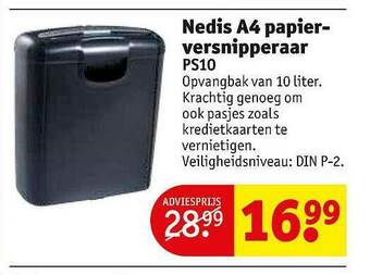 Kruidvat Nedis A4 Papier Versnipperaar aanbieding