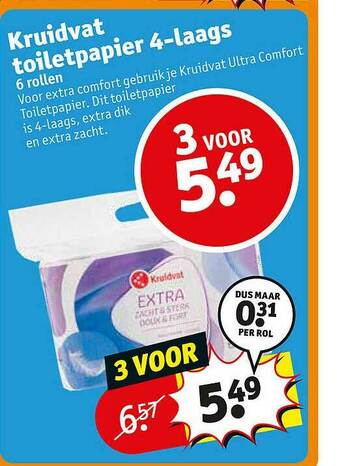 Kruidvat Kruidvat Toiletpapier 4-laags aanbieding