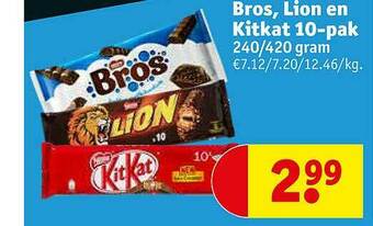 Kruidvat Bros, Lion En Kitkat 10 Pak aanbieding