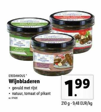 Lidl Eridanous Wijnbladeren aanbieding