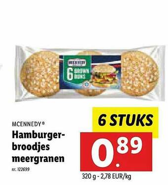Lidl Mcennedy Hamburger-broodjes Meergranen aanbieding