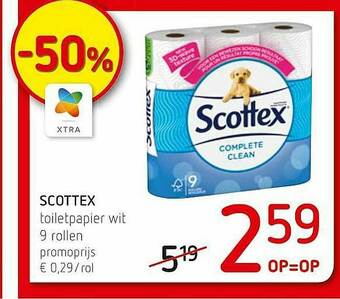 Spar Colruyt Scottex Toiletpapier Wit 9 Rollen aanbieding
