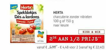 Spar Colruyt Herta Charcuterie Zonder Nitrieten aanbieding