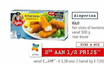 Spar Colruyt Iglo Fish Sticks Of Kombino aanbieding