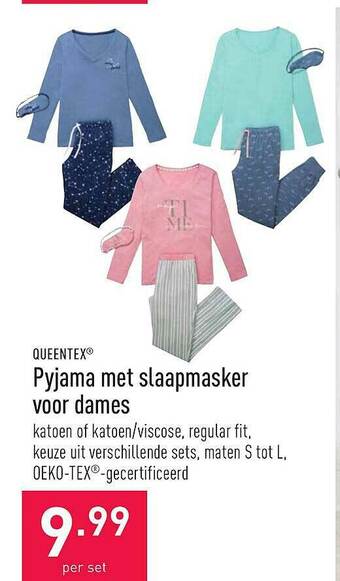 ALDI Pyjama Met Slaapmasker Voor Dames aanbieding