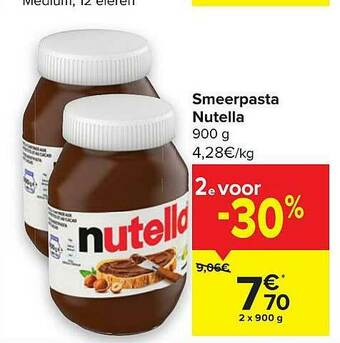 Carrefour Smeerpasta Nutella aanbieding