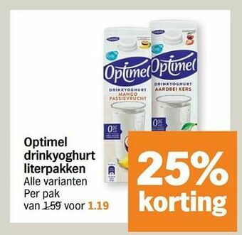 Albert Heijn Optimel drinkyoghurt literpakken aanbieding