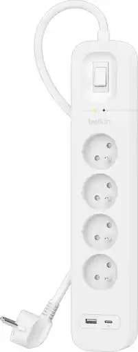 Coolblue Belkin Surge Protection 4 Outlet 2 Meter Usb C Wit aanbieding