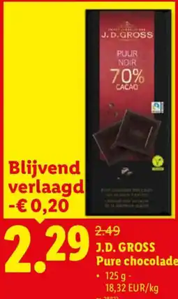 Lidl J.D. Gross pure chocolade aanbieding